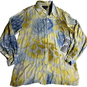 VTG COREY B. New York Velvet Sheer Button Up Shirt Top Blouse Med
